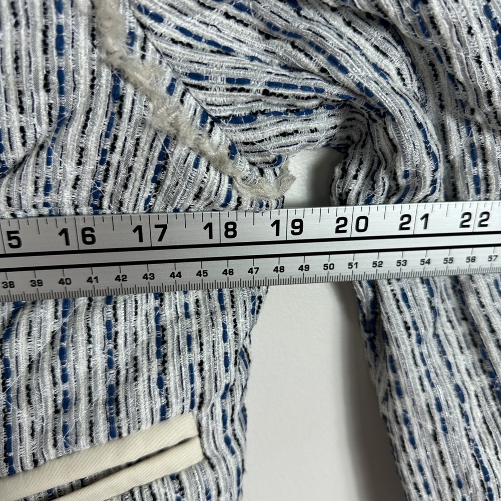 Adam Lippes Tweed Cropped Jacket Womens Size 10 Blue Silk Blend‎ $395 USD Coat - Picture 13 of 16